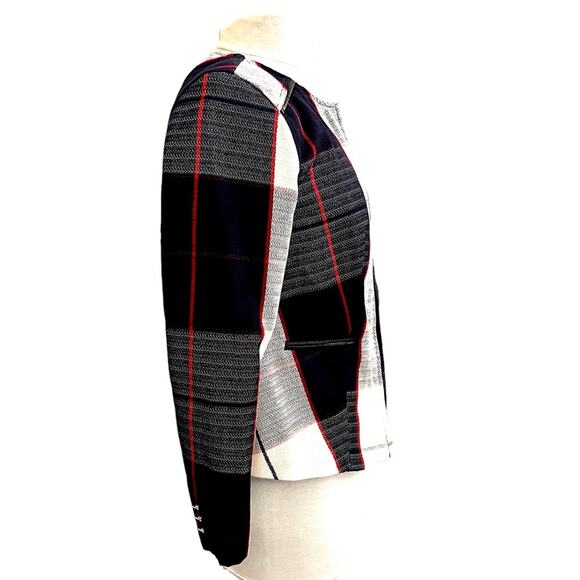 Merona Minimalist Plaid Spring Summer Zip Jacket S/P Office Career Casual Preppy - Picture 4 of 11